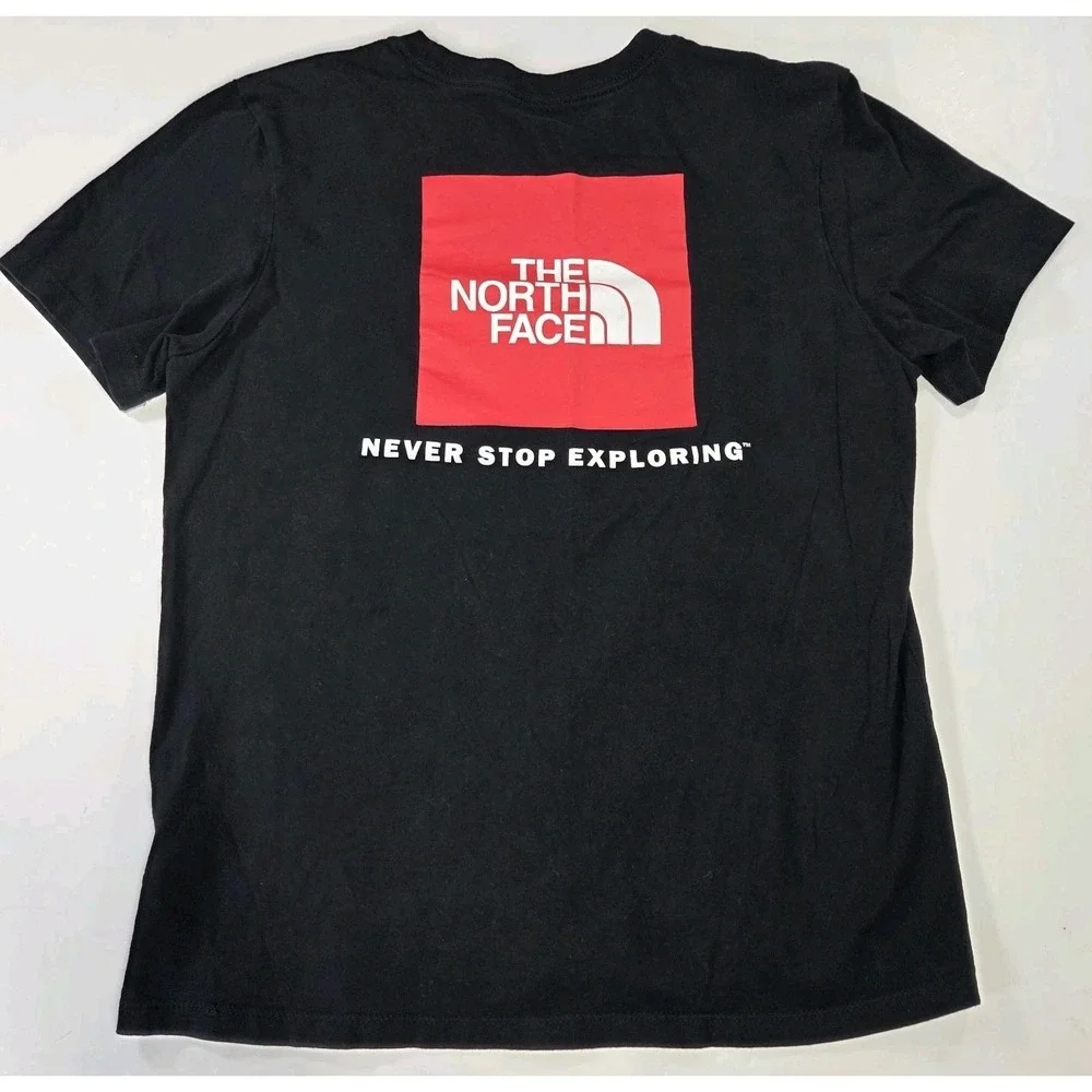 The North Face Never Stop Exploring Red Logo Black T Shirt Men's Small